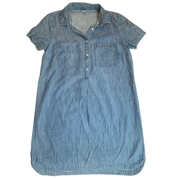 Old Navy Women Half Button Up Shirt Dress Size M Blue Denim Collared Front - Picture 1 of 9